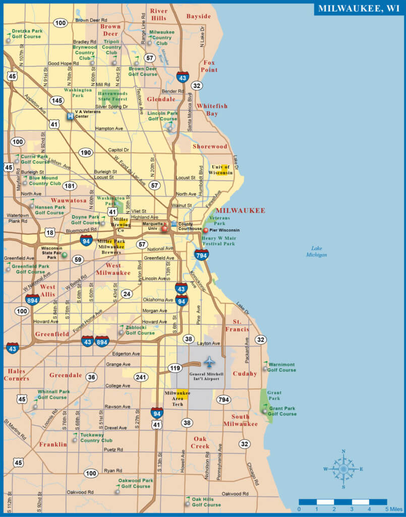 Map of Milwaukee   Wisconsin